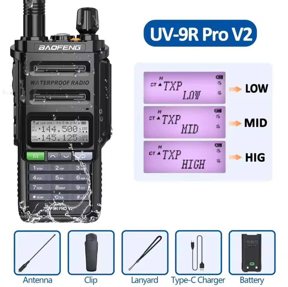Рация портативная Baofeng UV-9R PRO с Type-C Черный (724503262372) - фото 2 Рация портативная Baofeng UV-9R PRO с Type-C Черный (724503262372) - фото 2