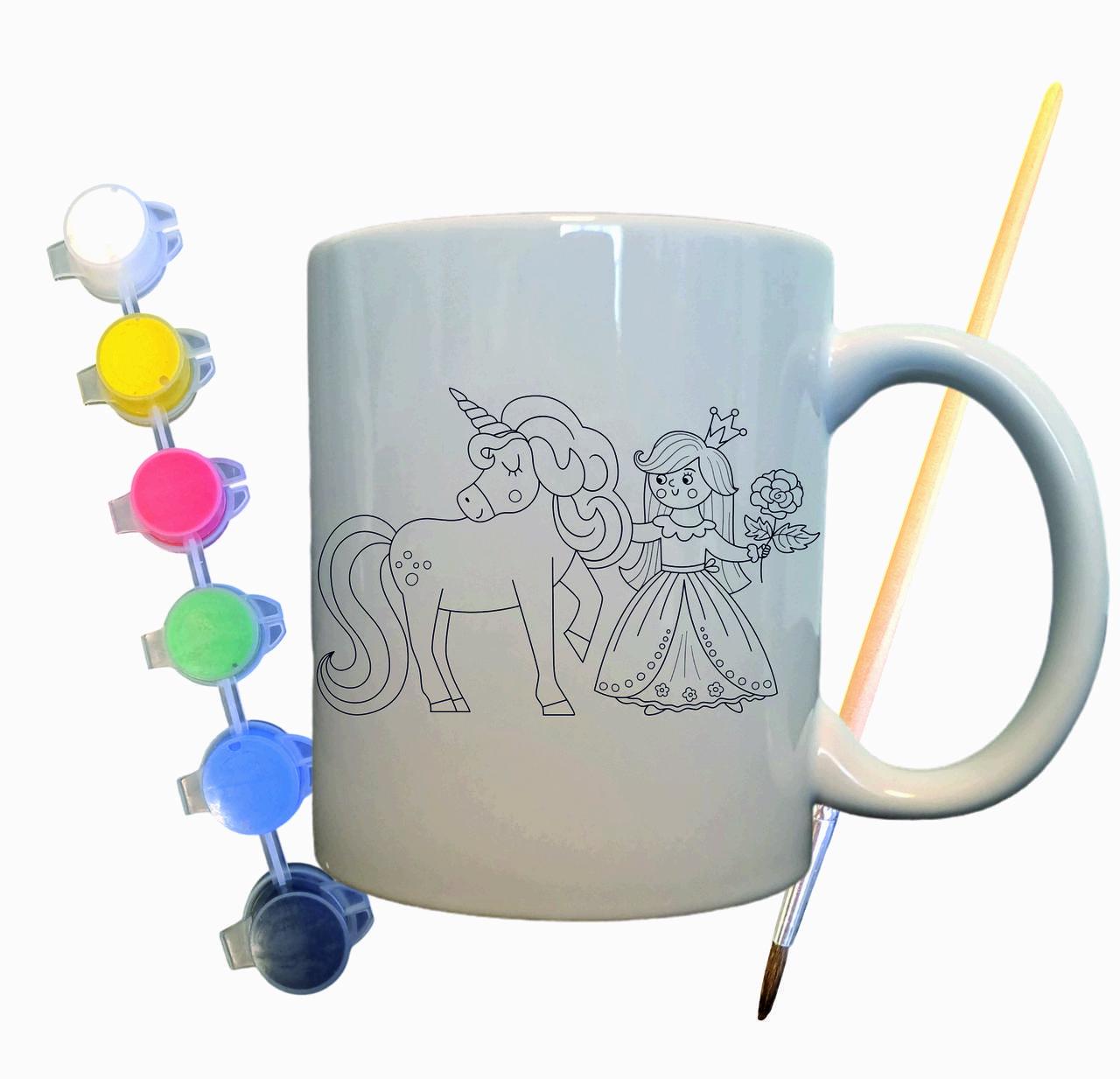 Набор для творчества кружка раскраска Принцесса и Единорог 330 мл Белый (КР0039) - фото 2 Набор для творчества кружка раскраска Принцесса и Единорог 330 мл Белый (КР0039) - фото 2