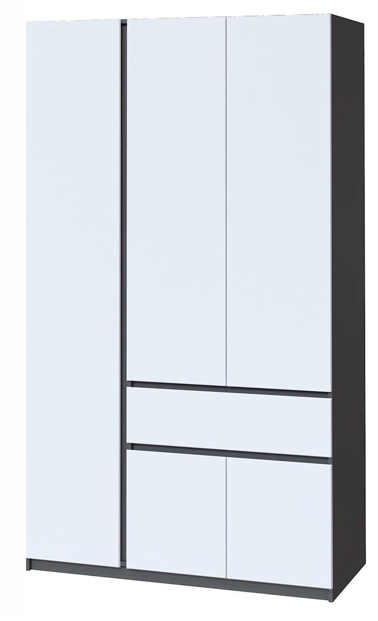 Шкаф для одежды со штангой и полками из ЛДСП без ручек 1221х2000х520 мм Антрацитовый/Белый (20047) - фото 1 Шкаф для одежды со штангой и полками из ЛДСП без ручек 1221х2000х520 мм Антрацитовый/Белый (20047) - фото 1