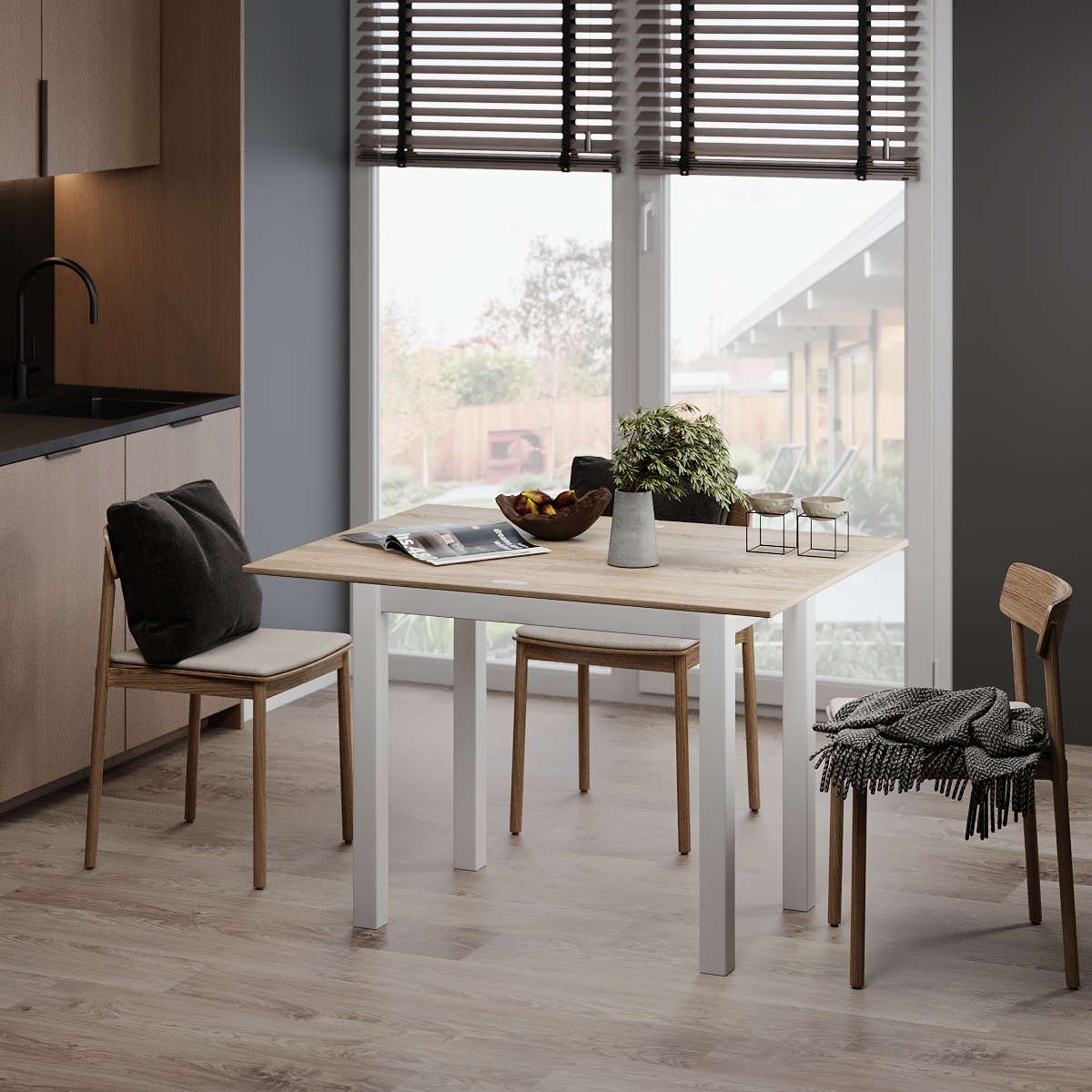 Стол-трансформер ART IN HEAD Dinner Glass 900x754x600 мм Дуб сонома/Белый (TB16130100101) - фото 5 Стол-трансформер ART IN HEAD Dinner Glass 900x754x600 мм Дуб сонома/Белый (TB16130100101) - фото 5