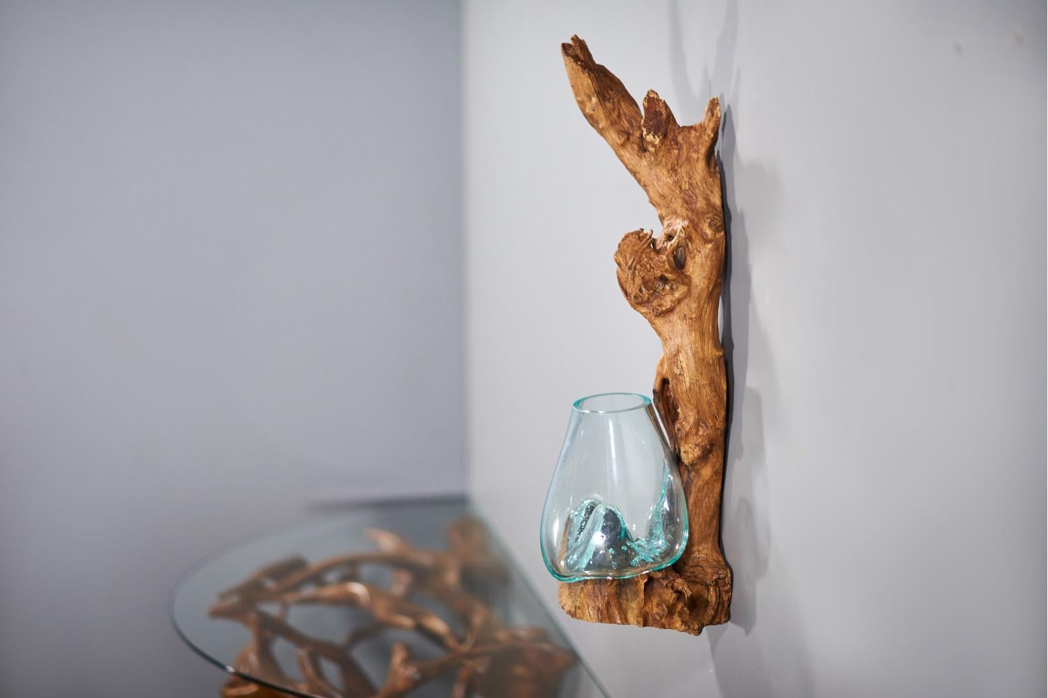 Ваза скляна настінна на корені ручної роботи (AN-53-1)