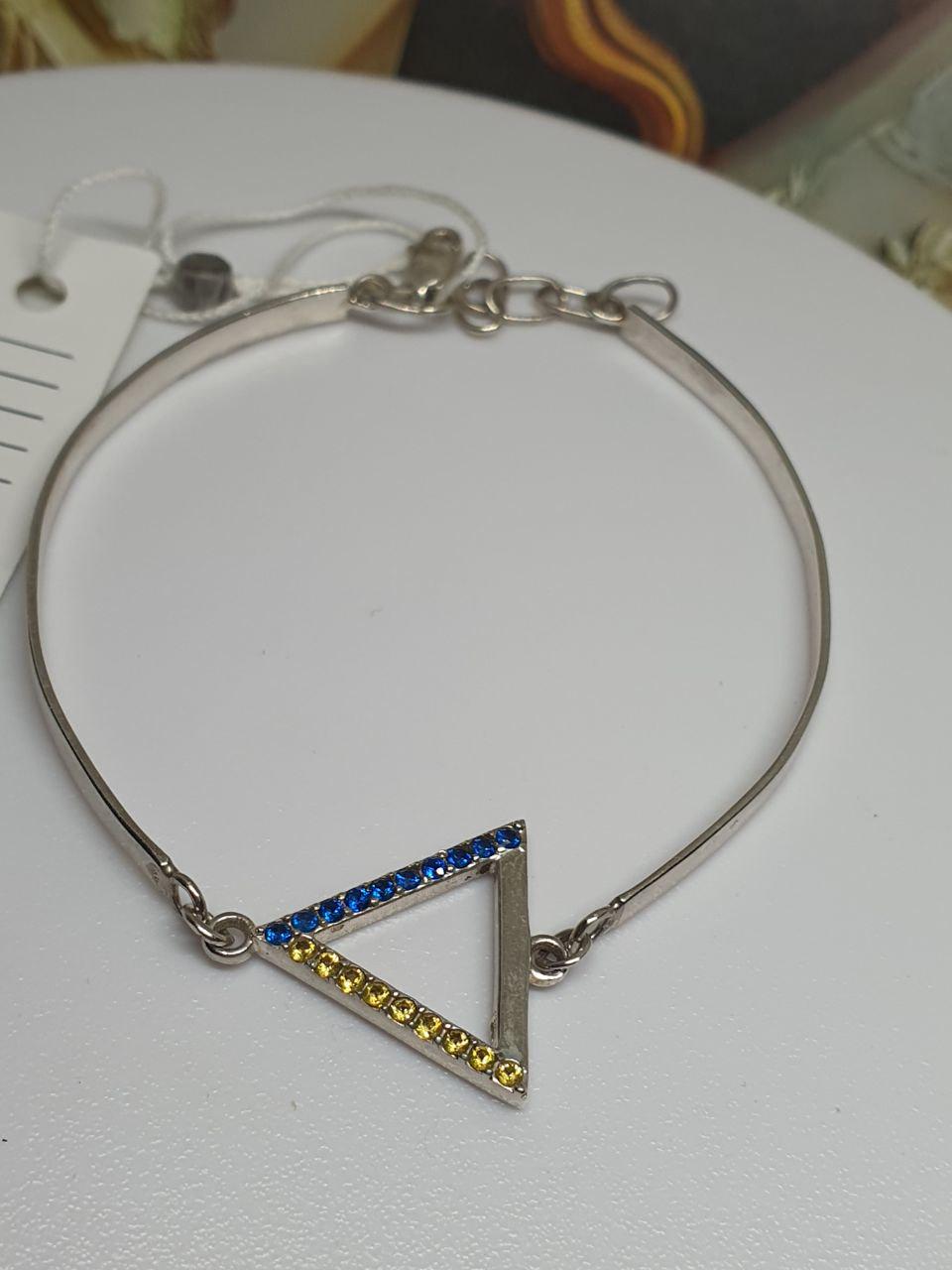 Серебряный браслет Треугольник с желто-голубым камнем 925 проба (2432565513)