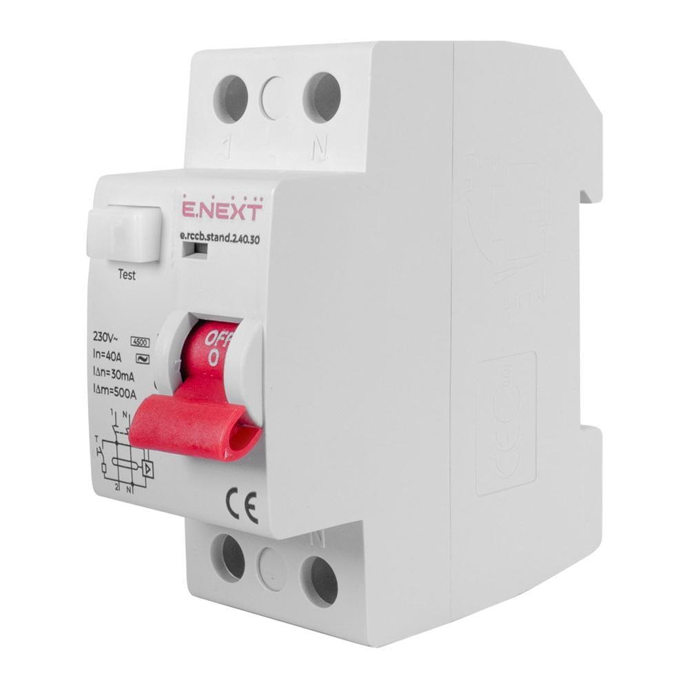 Вимикач диференційного струму E.NEXT e.rcbo.pro.2.C40.30 1P+N 40А С тип А 30мА