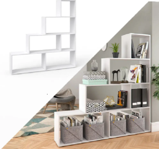 Стелаж драбинка для вітальні з осередками на 6 осередків Білий (P57) - фото 2 Стелаж драбинка для вітальні з осередками на 6 осередків Білий (P57) - фото 2