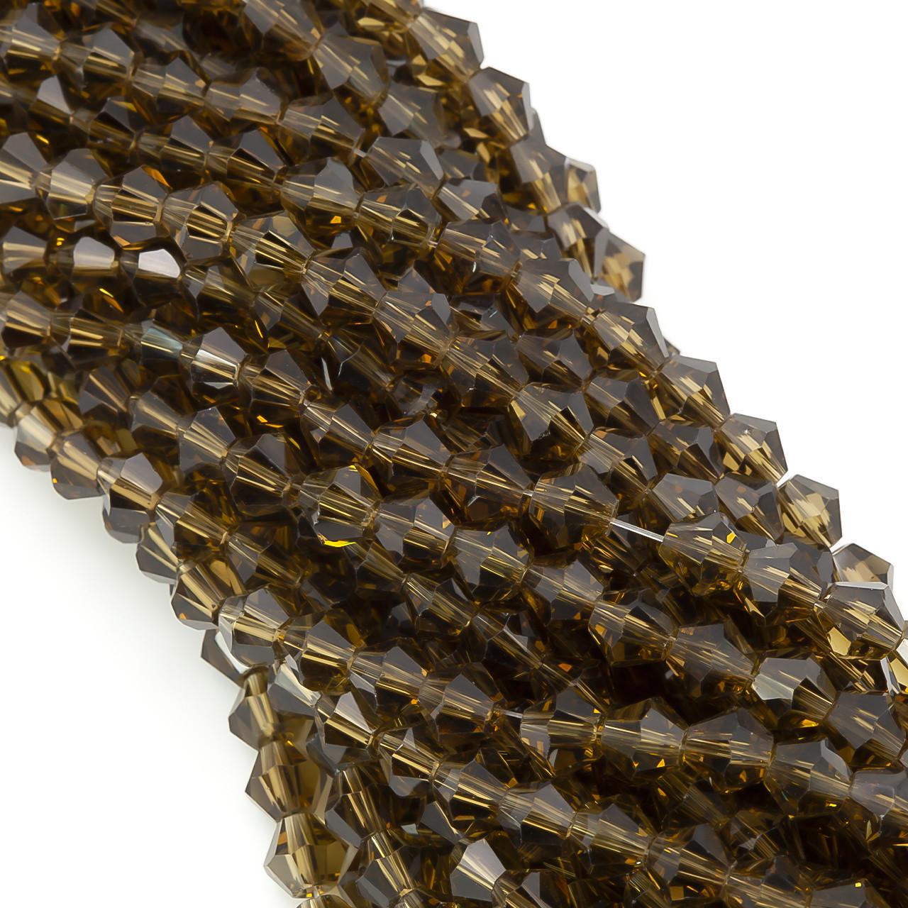 Намистини кришталеві Біконус 3,5х3,2 мм 125 шт. Коричневий (БІ0003к08)