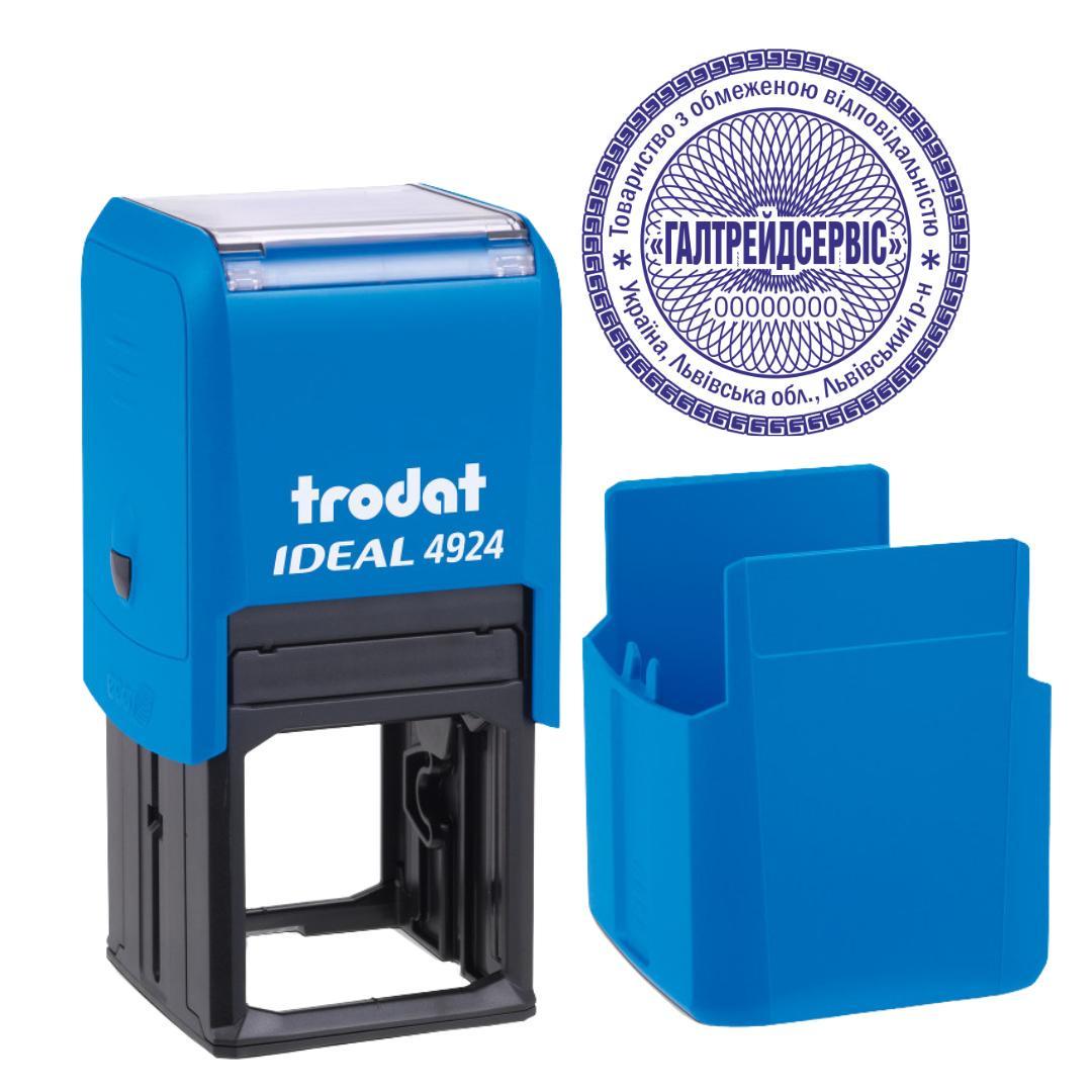 Печатка ТОВ на автоматичному оснащенні Trodat 4924 d 40 мм з ковпачком Блакитний (ТОВ4/4924/BU)