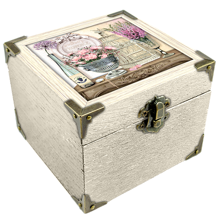 Шкатулка деревянная-эко Прованс Букет дельфиниумов 10х10 см Белый (пршк03бп10х10)