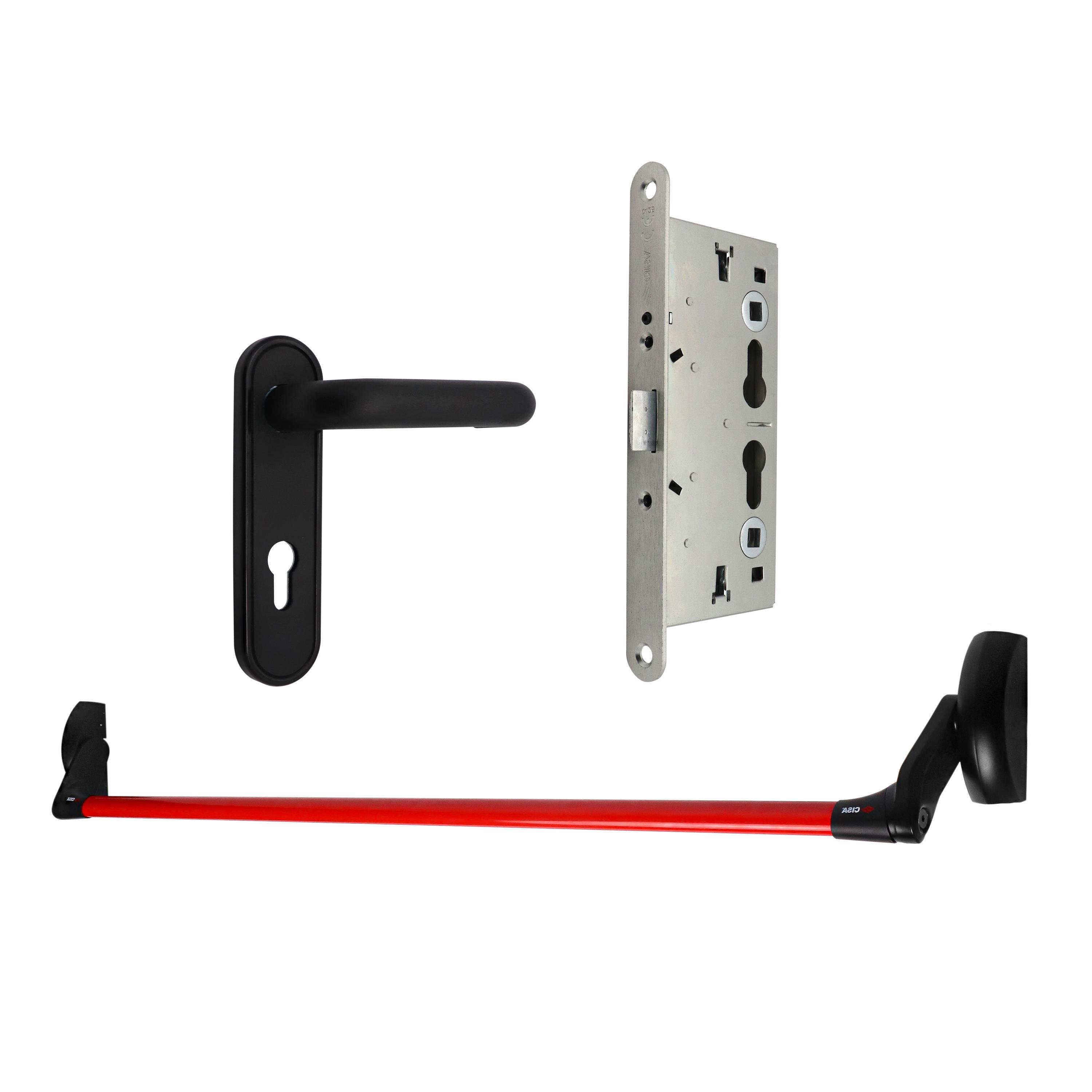 Комплект антипаники врезной CISA Fast Push 59607.10 для противопожарных дверей Красный-черный