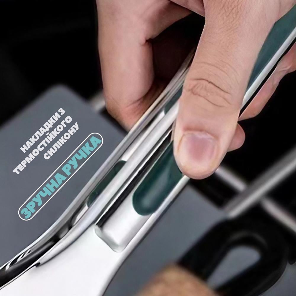 Лопатка-щипцы для барбекю и сковороды стальная (SHPCKH-0728) - фото 3