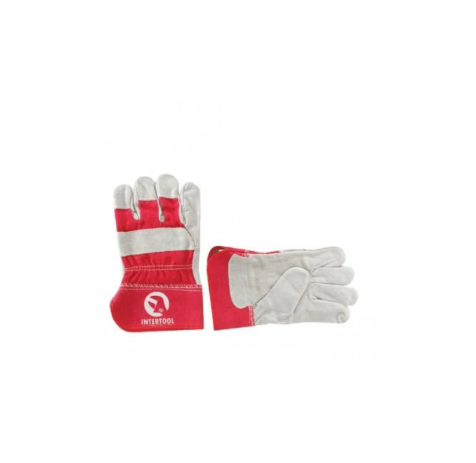 Рукавичка Intertool SP-0152W замшева з цільного матеріалу з червоними вставками катоновими манжет гумовий 120 пар 10,5"