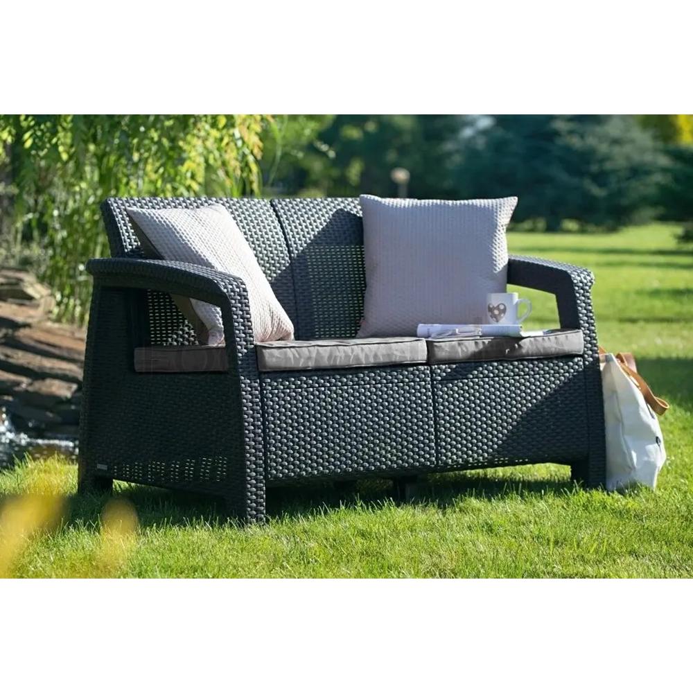 Диван садовый Keter Corfu II Love Seat Графитовый (258973) - фото 4