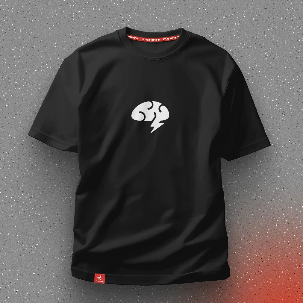 Футболка айтішника Brainstorm для брейн-шторму з мозком і блискавкою S Чорний (IT-052T-B-S)