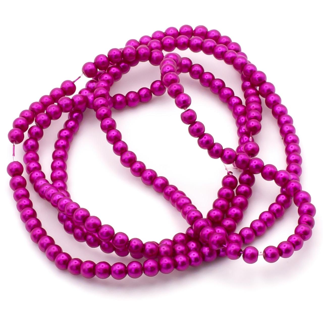 Бусины стеклянные на нитке под жемчуг 3 мм 62 см 215 шт. Пурпурный (БЖ0003к93)