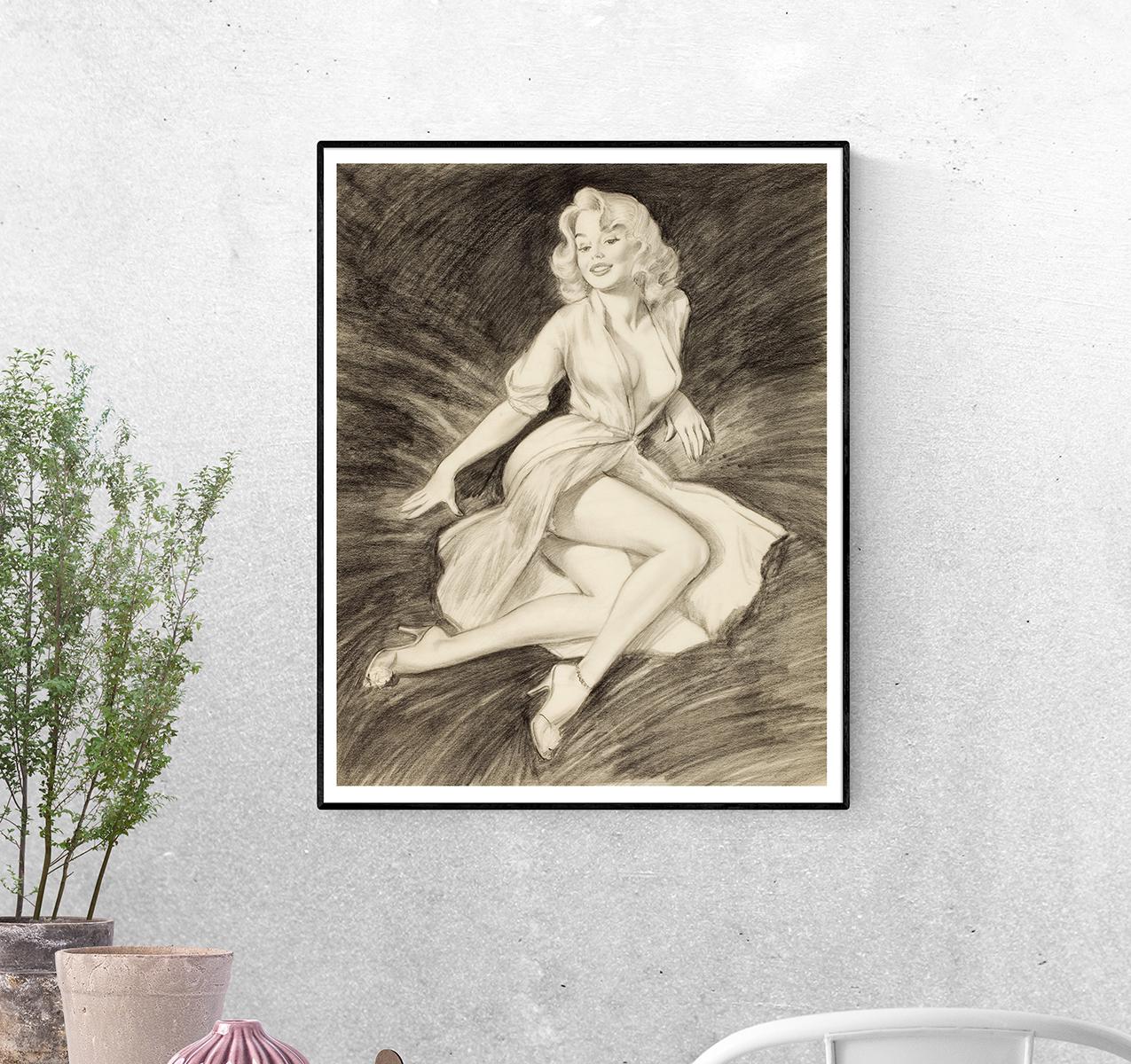 Постер Лежащая женщина в стиле пин-ап 1965 год Гарри Экмана формат А-3 (pin_up010210_Poster)