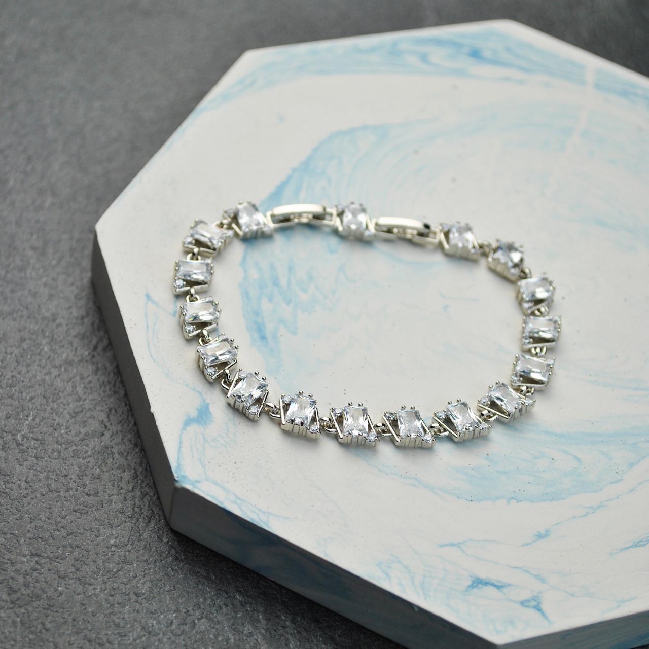 Браслет Дорожка фианитов медицинская сталь родий (x069)