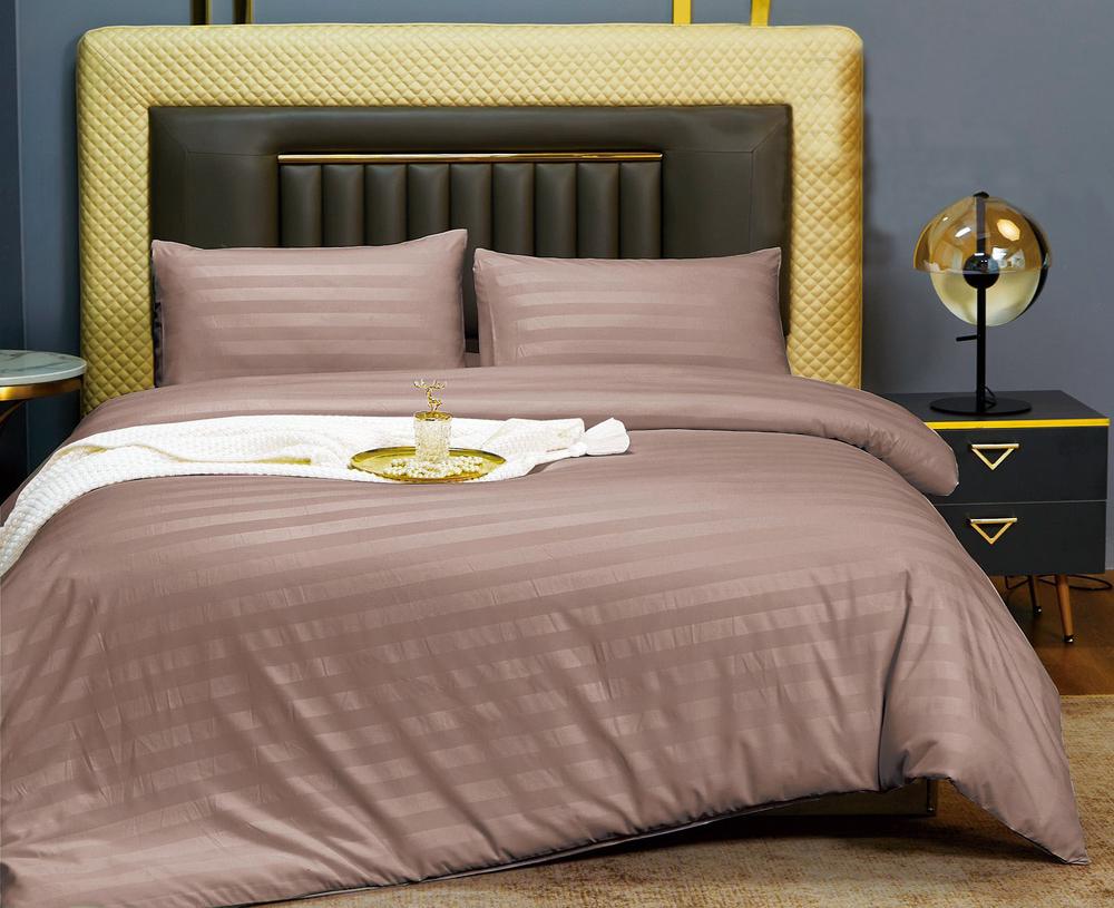 Комплект постельного белья Cotton home Colorful home двуспальный с простыней на резинке сатин страйп UT-24-18-20-10 Темно-розовый (DR010754)