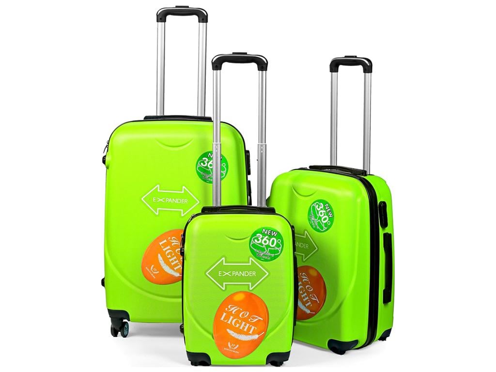 Комплект чемоданов Stenson R30888-Mint 3 шт. с выдвижными ручками 18/22/26" Салатовый (26450161)