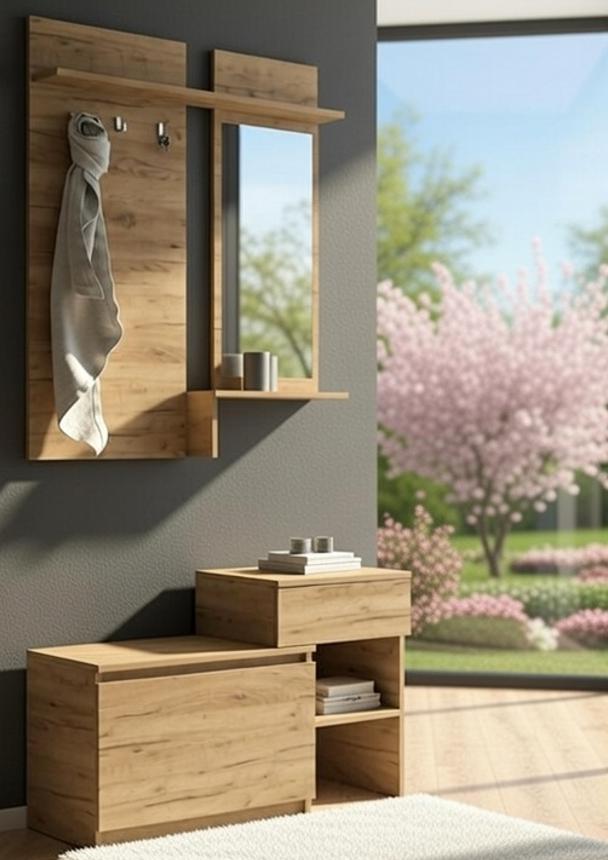 Передпокій Мастер Форм Брайт ДСП правосторонній 900х376х2000 мм Дуб крафт золотий (20765)