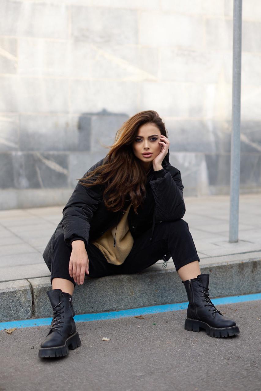 Куртка зимняя принт соты Seventeen S-M Черный - фото 4