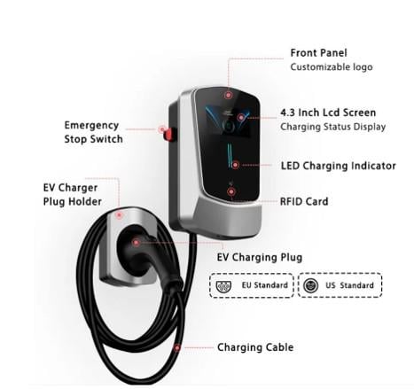 Зарядная станция для электромобилей Ev Charging Wallbox model Q6 11KW 16A AC 400V Type2 (11406703) - фото 5