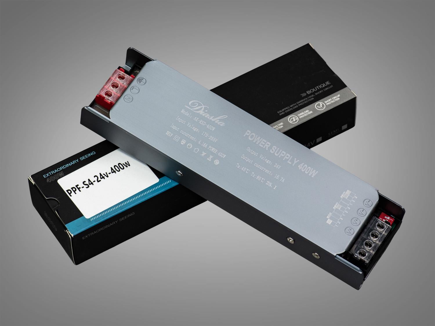 Блок питания с плавным включением и изменением яркости 24V 400 Вт 16,66А (PPF-S4-24V-400w) Блок питания с плавным включением и изменением яркости 24V 400 Вт 16,66А (PPF-S4-24V-400w)