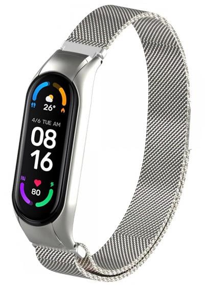 Ремешок Миланская петля Milano для Mi Band 6 Silver (21481)