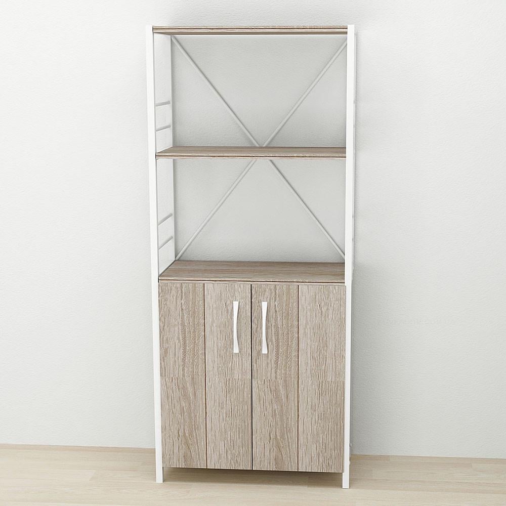 Этажерка Ferrum-decor 3/60 Коннект с тумбой 144x60x28 см Белый/Сонома Трюфель (FRD-104453)