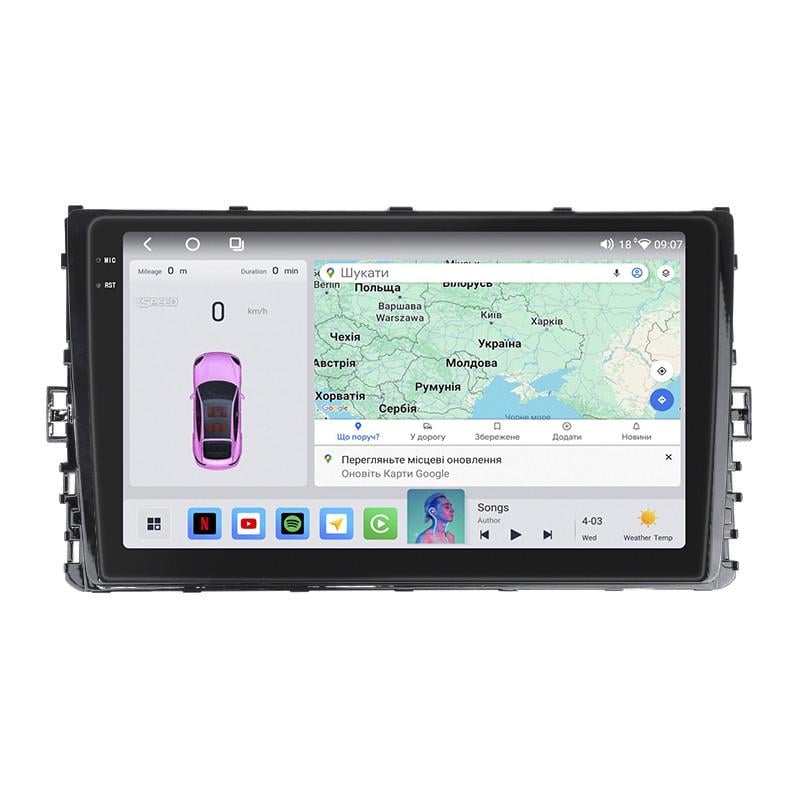 Автомагнітола Lesko для Volkswagen Polo VI EU Market 2017-2021 4/64 QLED CarPlay 4G Wi-Fi GPS Prime 9" (22391668)