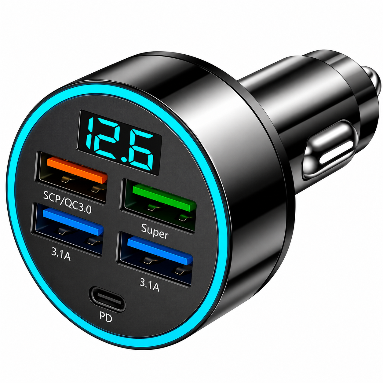 Зарядное устройство автомобильное с быстрой зарядкой 5хUSB PD QC 3.0 (35122587)