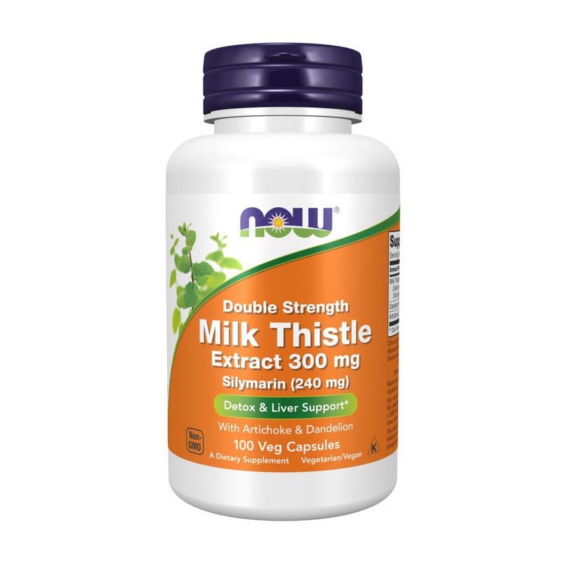 Расторопшая экстракт NOW Milk Thistle Extract 300 mg с артишоком силимарин 240 мг 100 вер. капс.