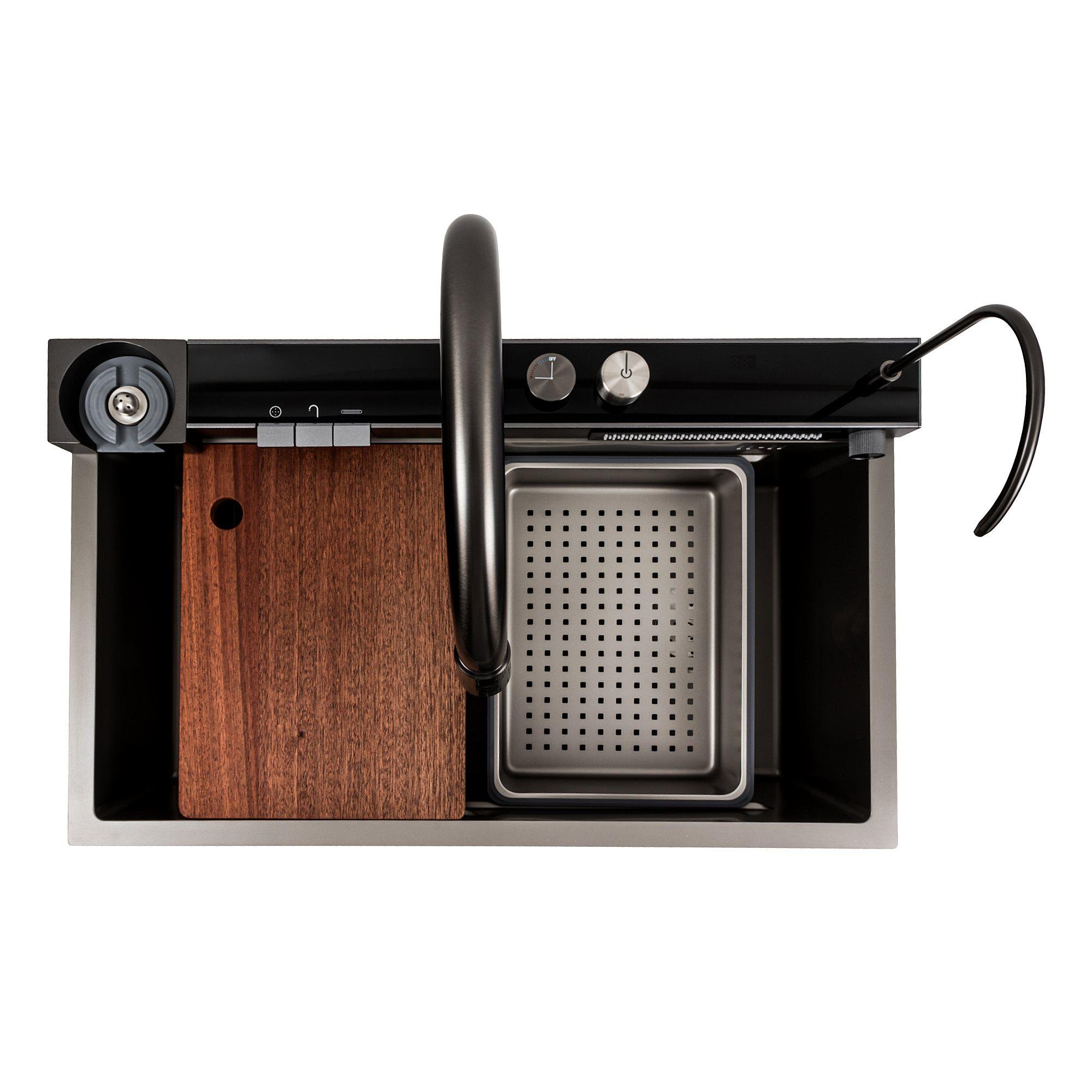 Мийка кухонна Platinum Handmade Водоспад 75x46D PVD Сірий (000041260) - фото 8 Мийка кухонна Platinum Handmade Водоспад 75x46D PVD Сірий (000041260) - фото 8