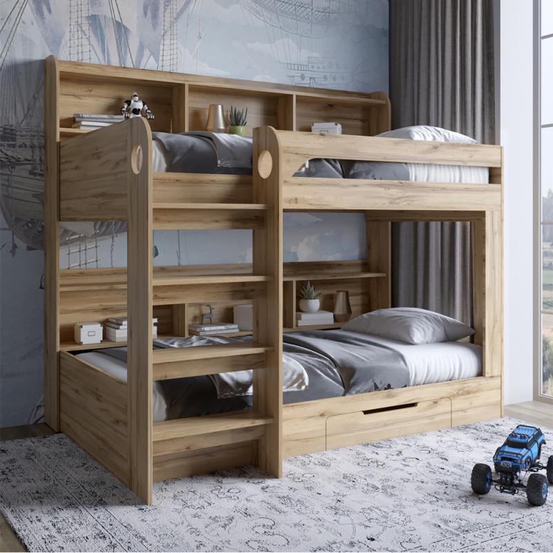 Кровать двухъярусная LION Майнкрафт 900х1900 мм Дуб Аппалачи (LION-041535)