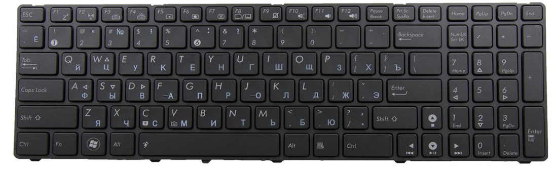 Клавиатура для ноутбука Asus A73 A73 с подсветкой клавиш матовая (04GNV32KRU00)