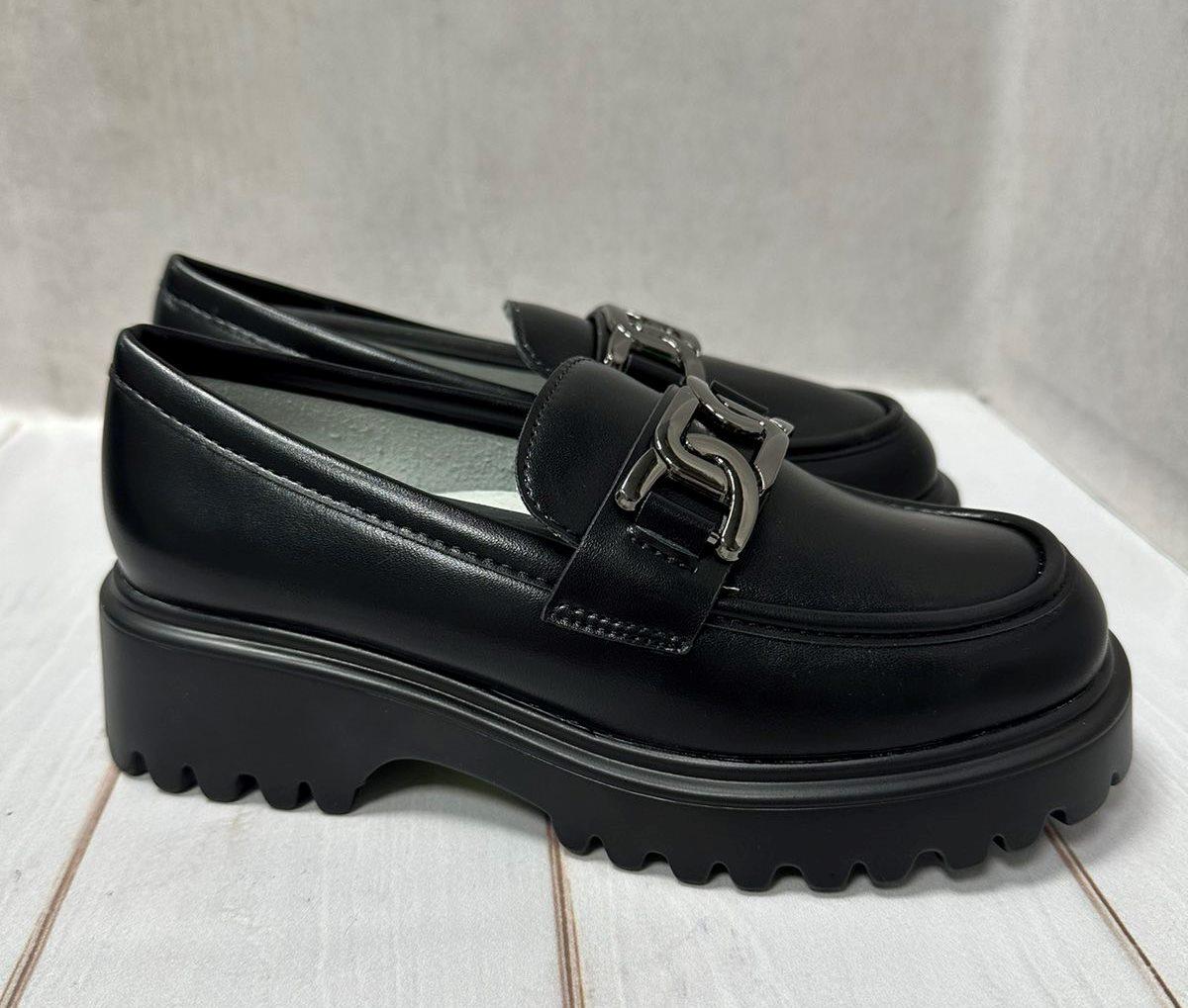 Туфли лоферы детские на платформе Paliament для девочки р. 35 Черный (11641137) - фото 3