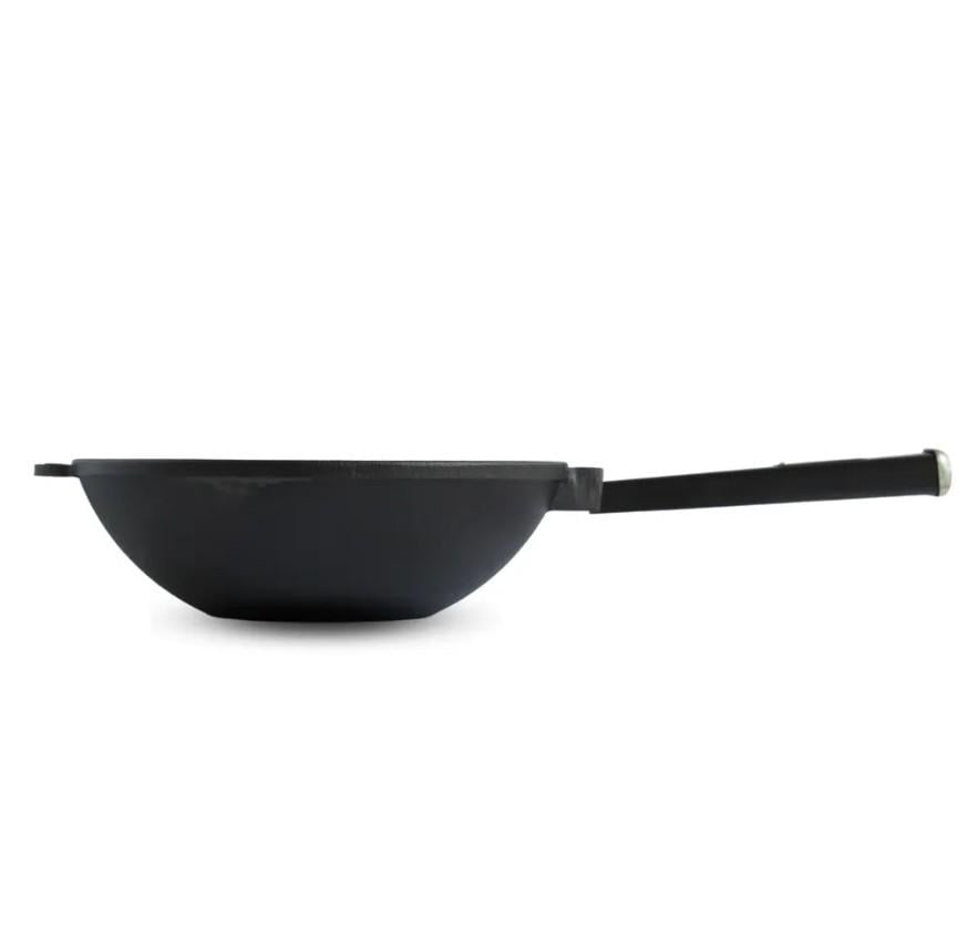 Сковорода чавунна Brizoll WOK з дерев’яною ручкою 2,2 л 24 см Black (W24HP1) - фото 3