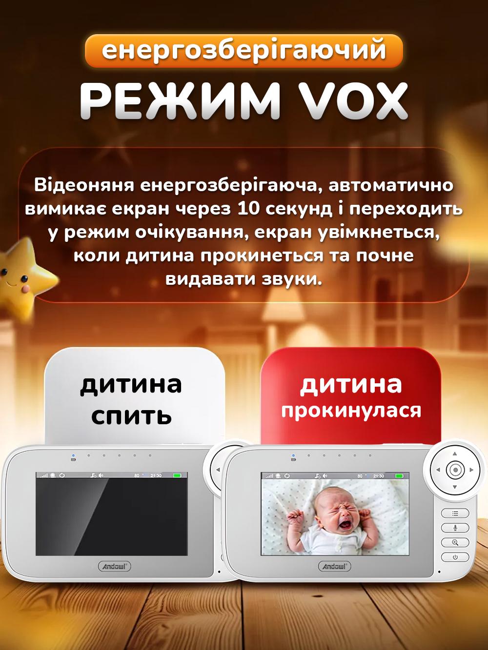 Відеоняня бездротова радіоняня з двостороннім зв'язком Andowl Q-A009X1 4,5" Білий (1987af99) - фото 6