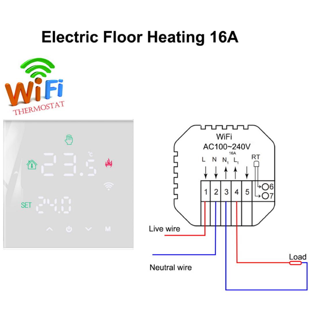 Термостат сенсорний TuyaSmart MINCO HEAT М3Н Wi-Fi з голосовим керуванням та функцією пам'яті для електричної підлоги White - фото 6