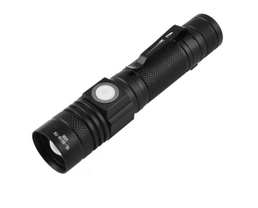 Фонарь ручной зажим/zoom/microUSB/Box 1х18650 см (8518-T6)