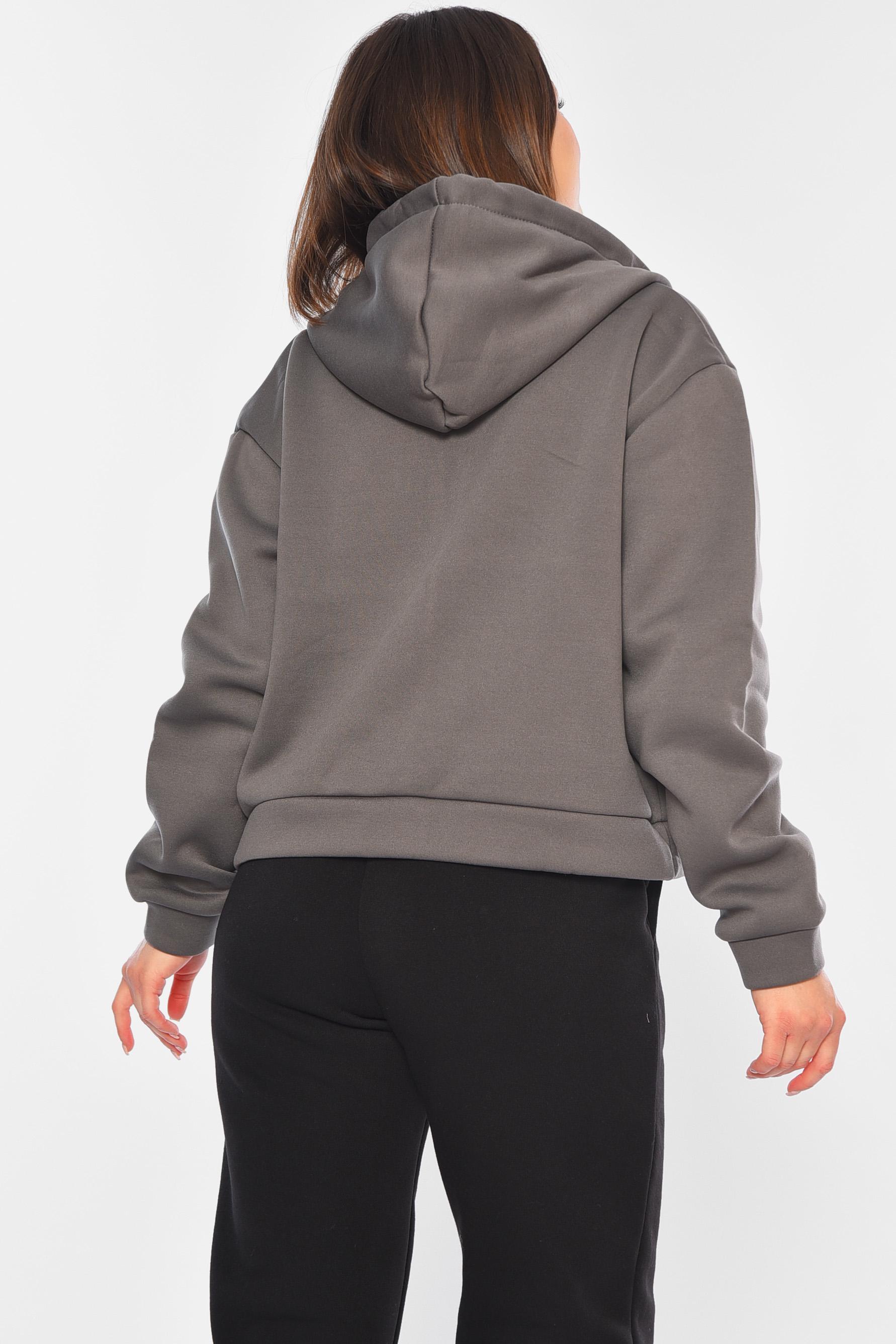 Худи женское на флисе M Серый (194807) - фото 3