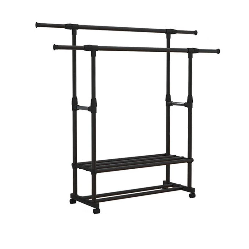 Вешалка для одежды с полкой для обуви Double Pole 8019-2 телескопическая на колесиках 155х76х42 см Черный (opt-15058) Вешалка для одежды с полкой для обуви Double Pole 8019-2 телескопическая на колесиках 155х76х42 см Черный (opt-15058)