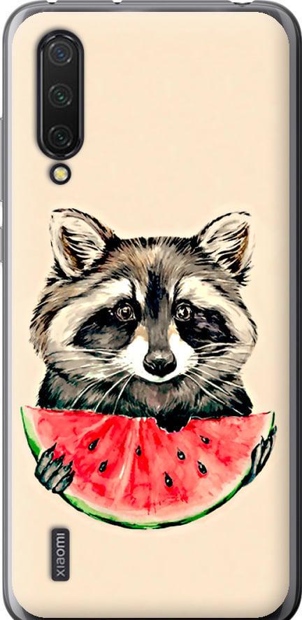 Чехол на Xiaomi Mi 9 Lite Енотик с арбузом (4605u-1834-42517)