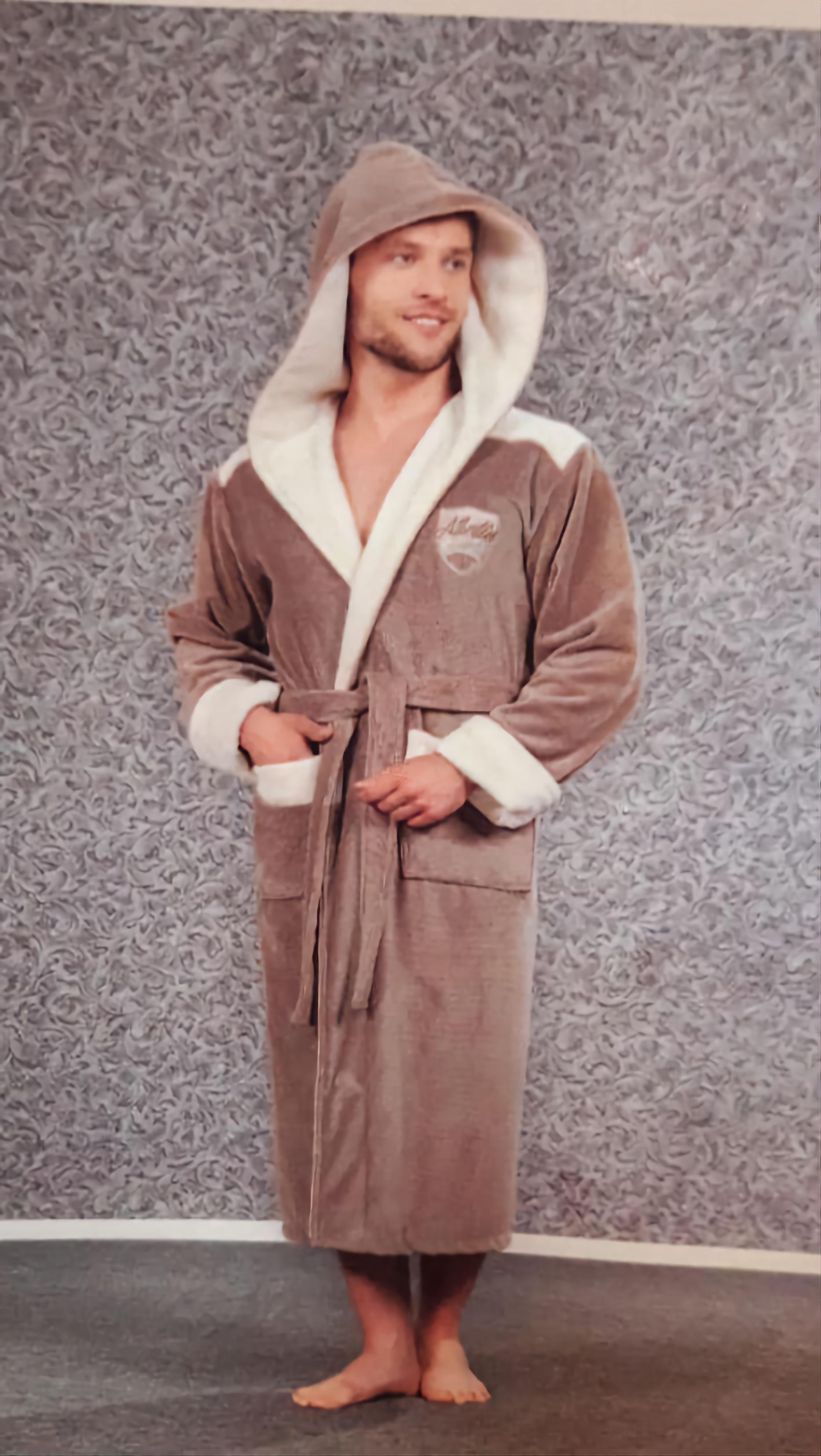 Халат мужской Nusa хлопок/бамбук 2810 XXL Бежевый (2000022279742) - фото 3