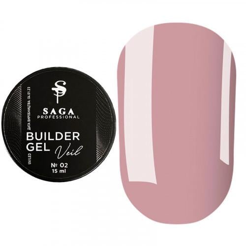 Гель для наращивания Saga Builder Veil Gel №02 15 мл Запыленно-розовый