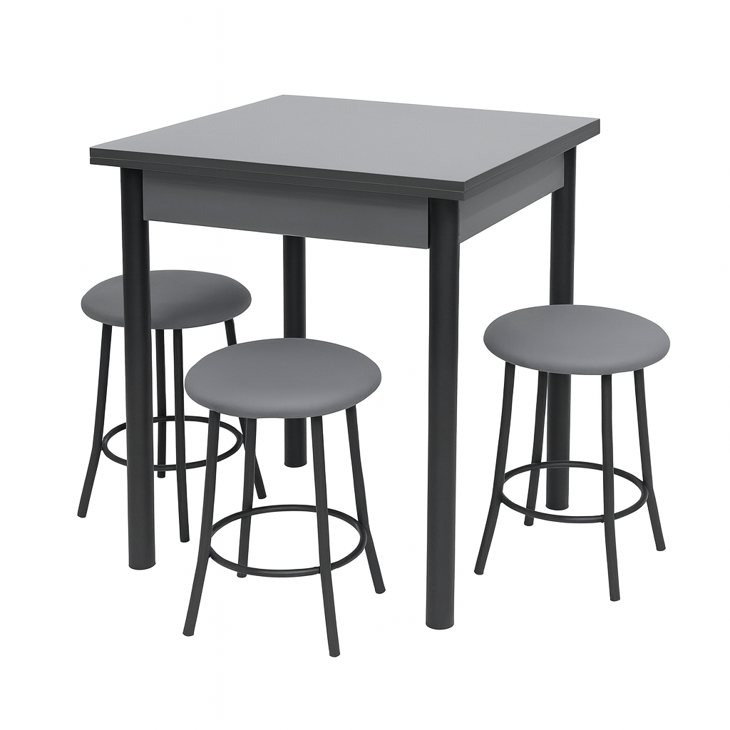 Кухонний комплект стіл розкладний/табурети 4 шт. Муза з чорному корпусі 60х80/80х120х75 см Графіт/Сірий (28374395)