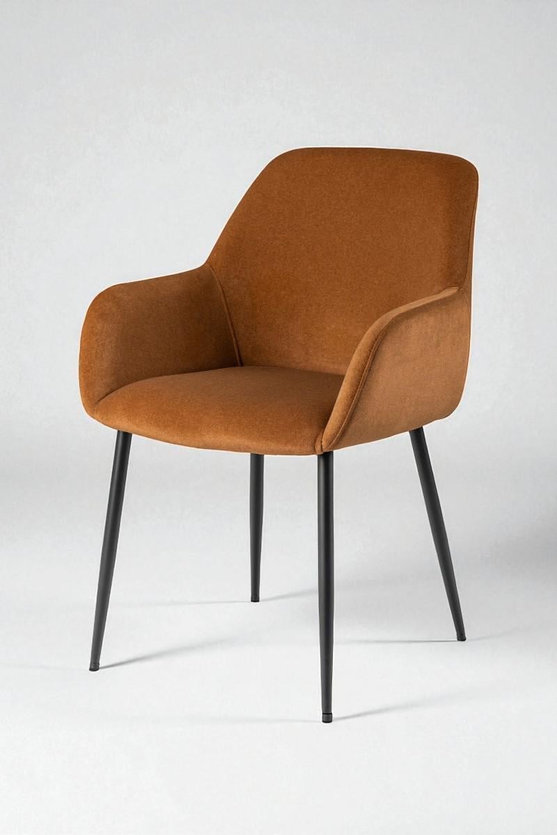 Обідній стілець з підлокітниками та спинкою Терра М-220 мохер 830х550х580 мм Карамельний/Чорний (6185)