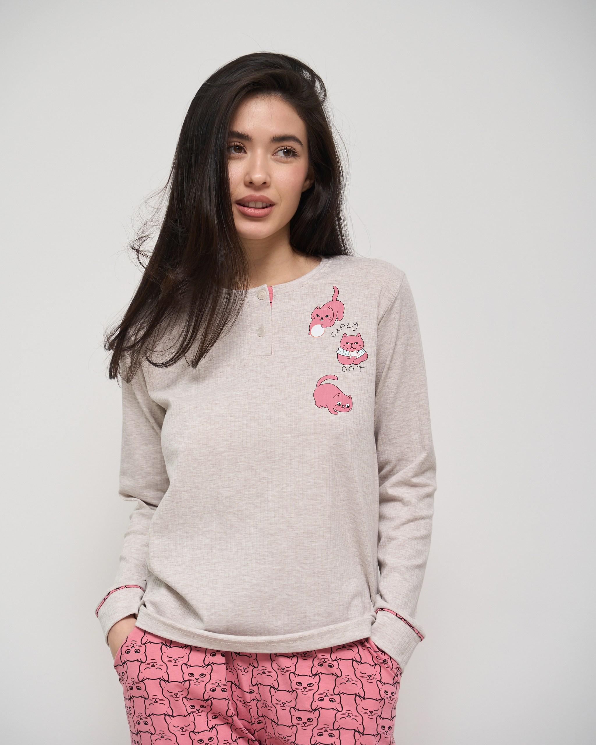 Пижама женская брюки и кофта Котики XL (96726) - фото 2 Пижама женская брюки и кофта Котики XL (96726) - фото 2