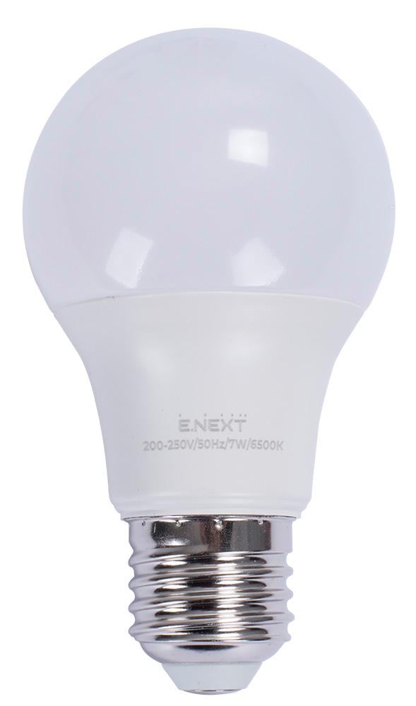 Лампа LED E.NEXT e.LED.lamp.A60.E27.7.6500 7W 220V 700lm 6500K E27 60x112 мм груша (l0650624)