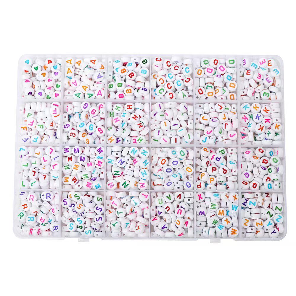 Набор бусин с буквами 4x7 мм 1200 шт. Разноцветный (3381)