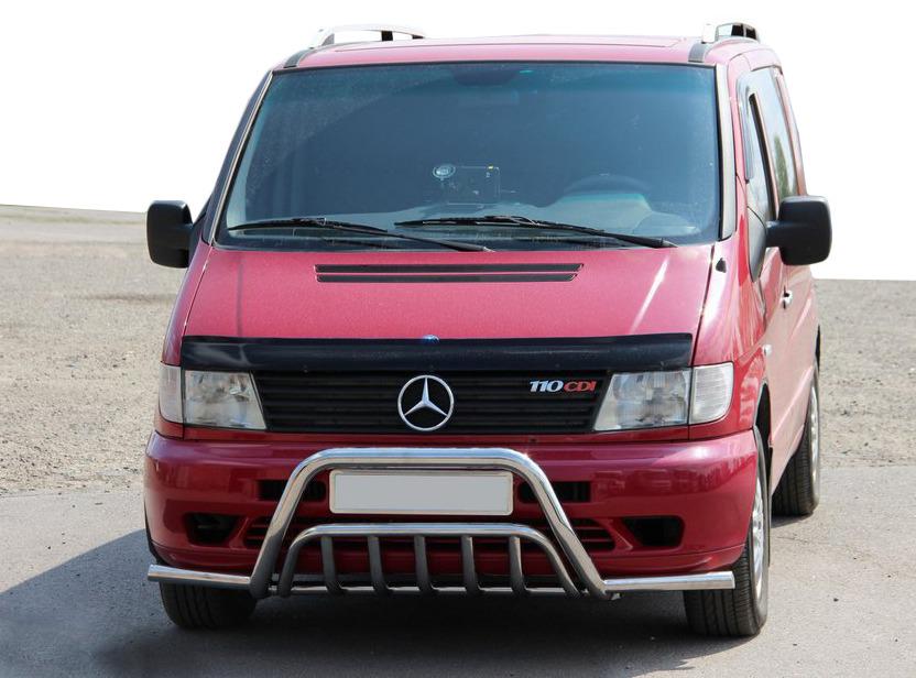 Кенгурятник с усами WT002 Plus CAN для Mercedes Vito W638 1996-2003 гг. нержавеющая сталь Хром