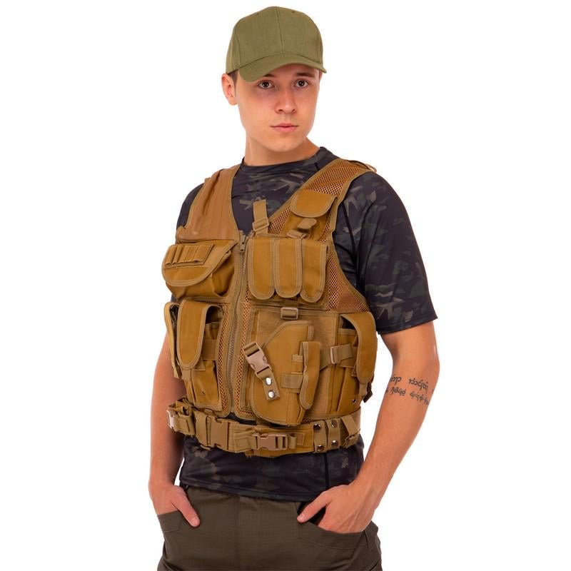 Розвантажувальний жилет універсальний на 8 кишень SP-Sport Хакі (ZK-27) - фото 2